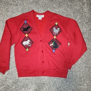 Cardigan Sweater with Dog Design